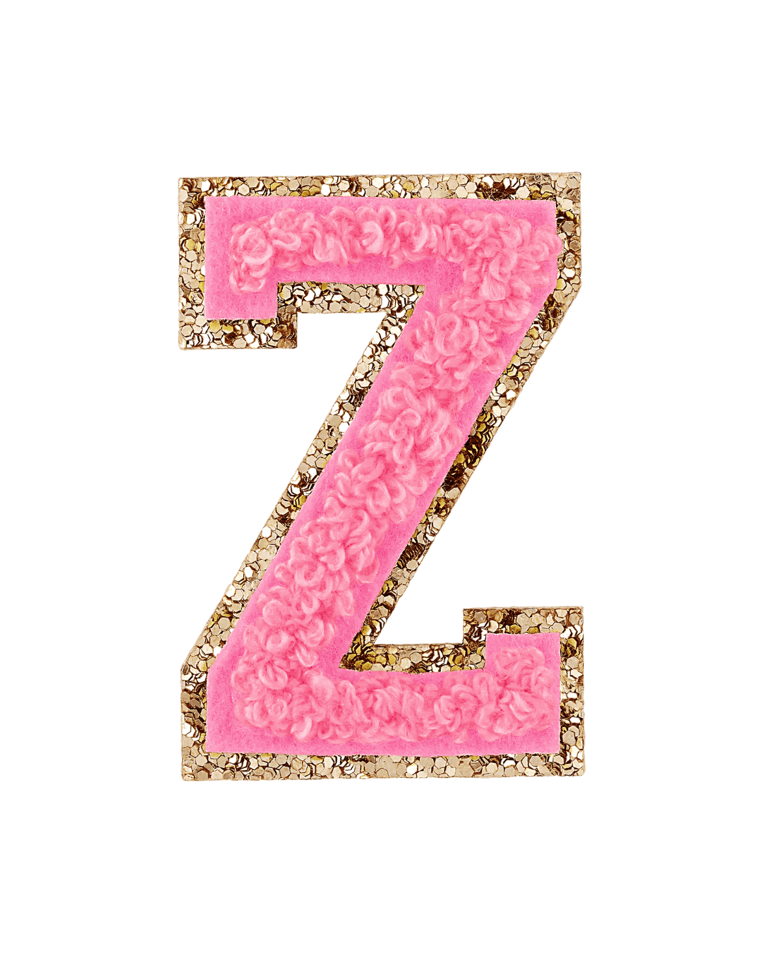 Guava Pink Glitter Varsity Letter Patches - American Deadstock