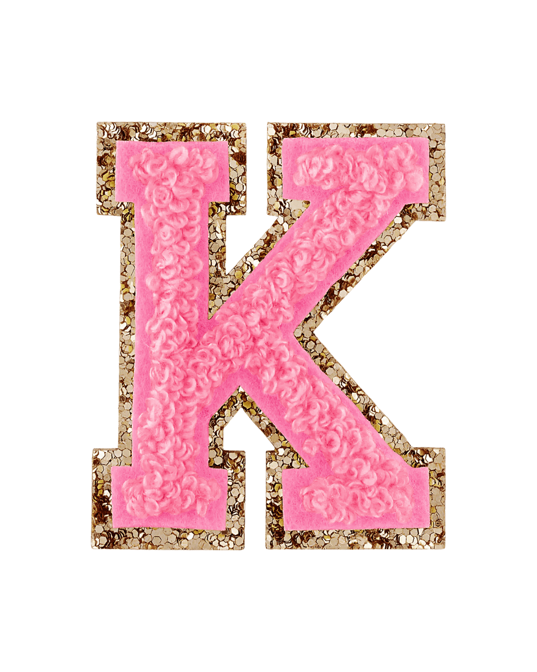 Guava Pink Glitter Varsity Letter Patches - American Deadstock
