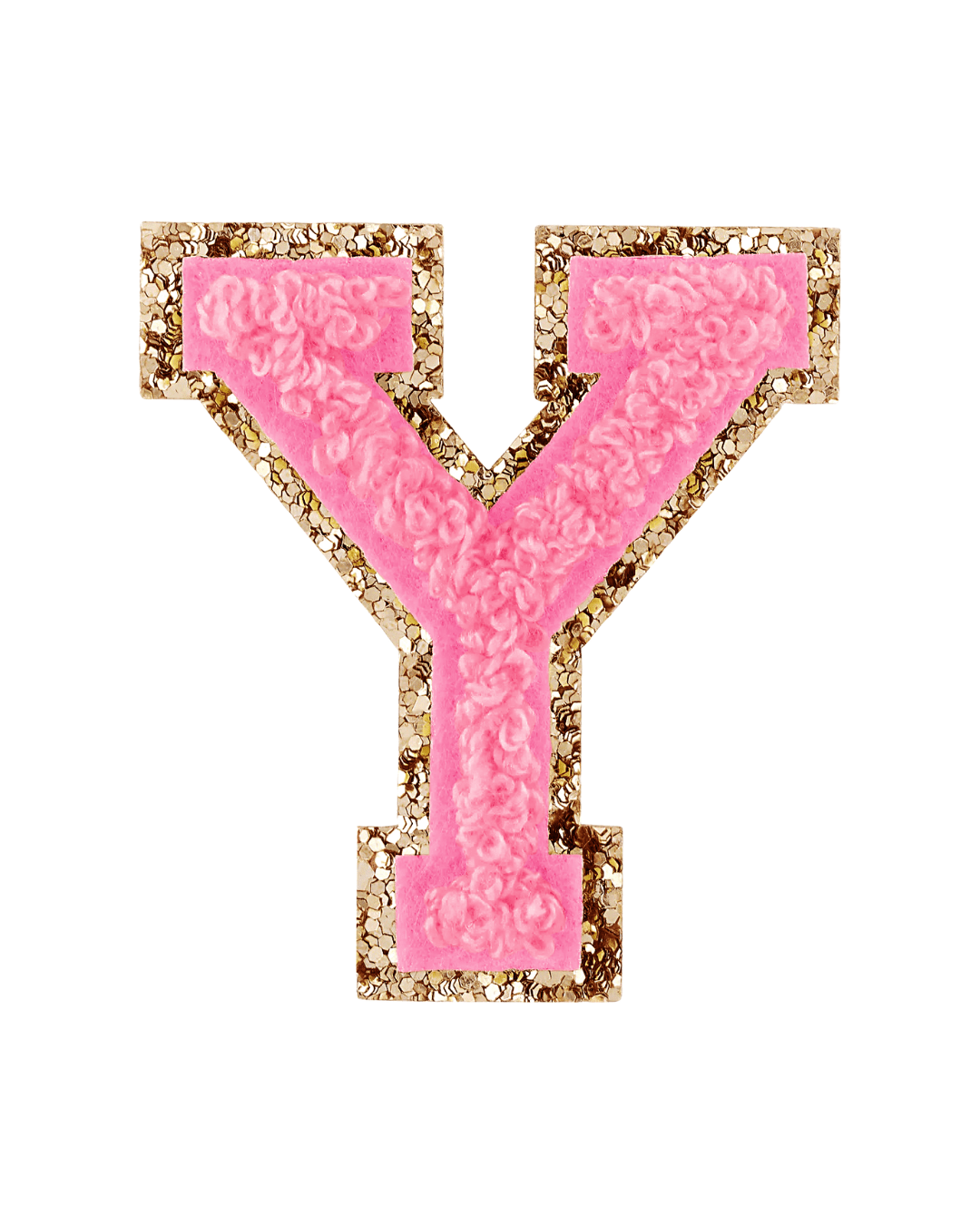 Guava Pink Glitter Varsity Letter Patches - American Deadstock