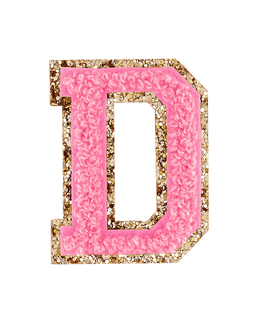 Guava Pink Glitter Varsity Letter Patches - American Deadstock