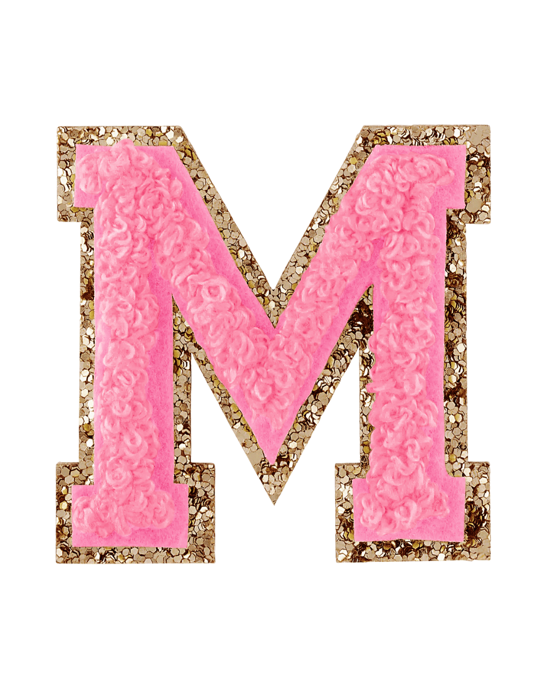 Guava Pink Glitter Varsity Letter Patches - American Deadstock