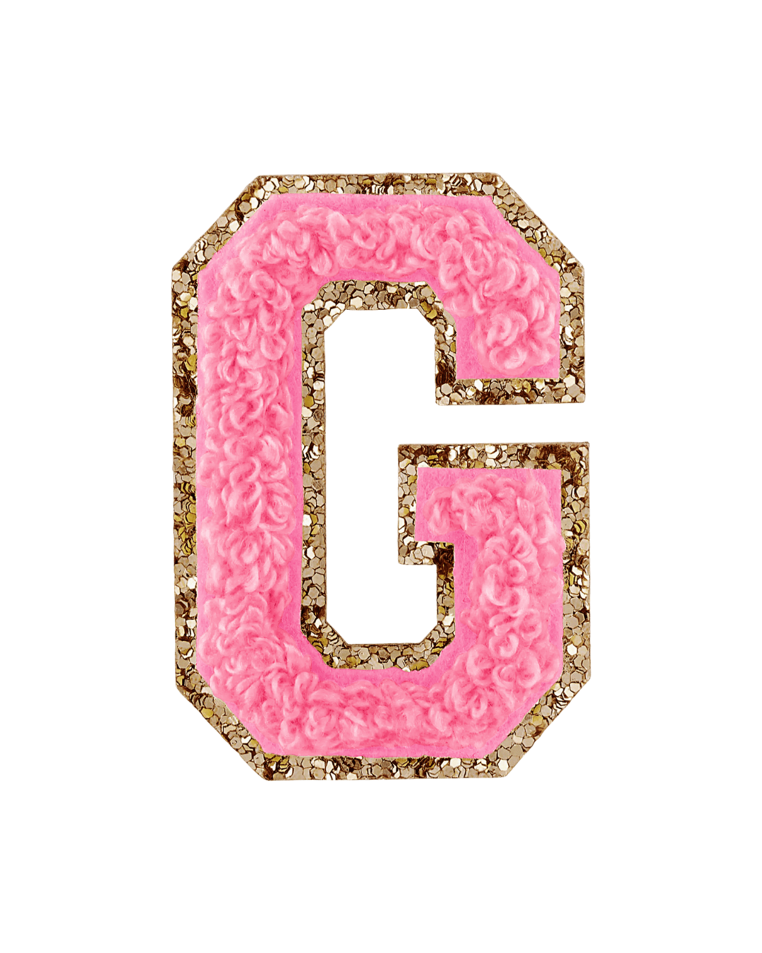 Guava Pink Glitter Varsity Letter Patches - American Deadstock