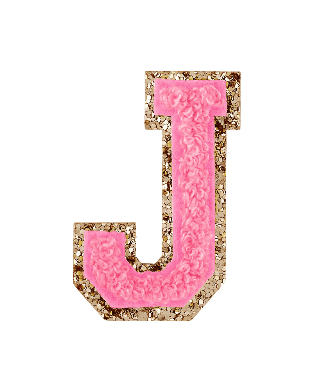 Guava Pink Glitter Varsity Letter Patches - American Deadstock