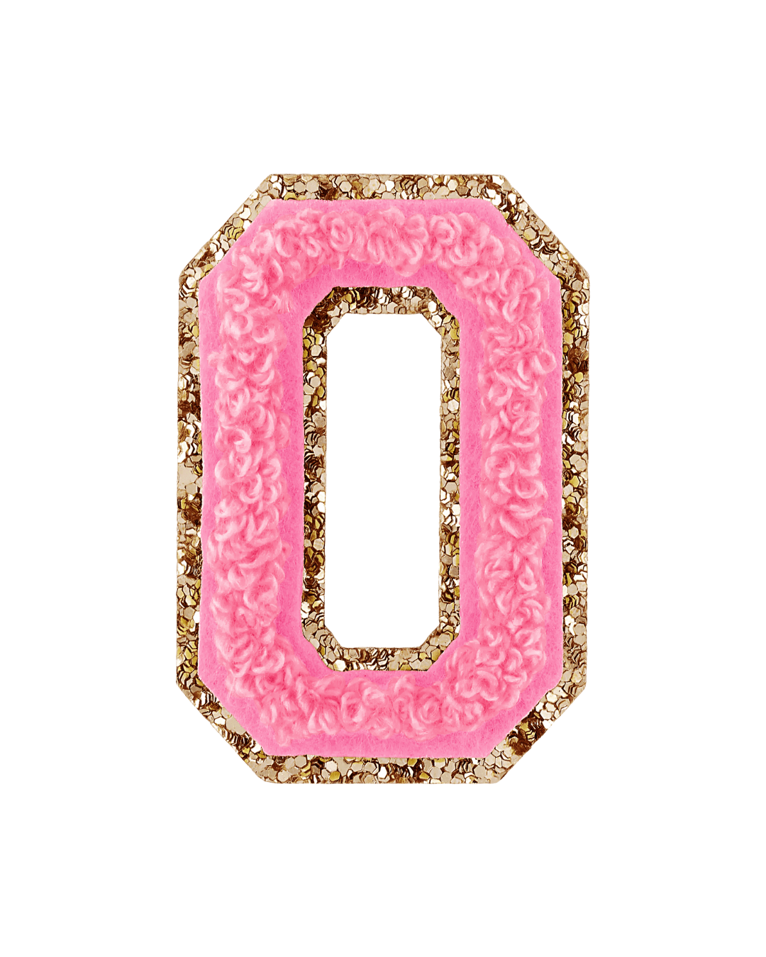 Guava Pink Glitter Varsity Letter Patches - American Deadstock