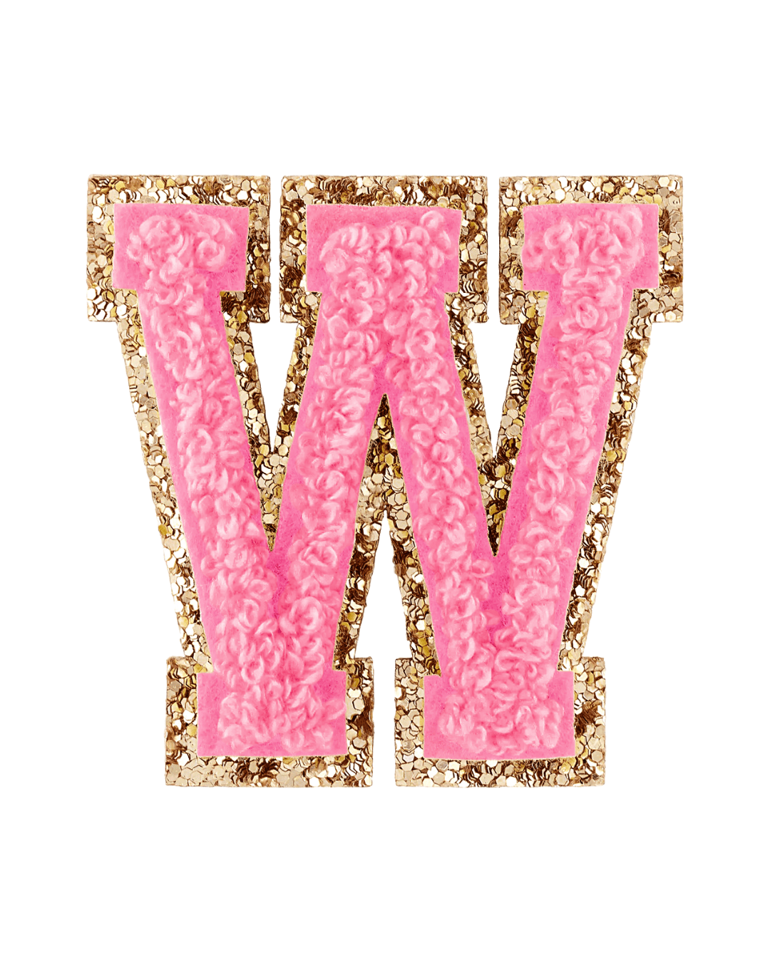 Guava Pink Glitter Varsity Letter Patches - American Deadstock