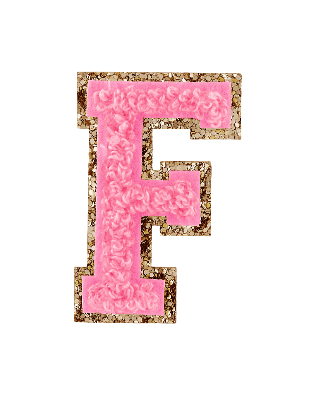 Guava Pink Glitter Varsity Letter Patches - American Deadstock