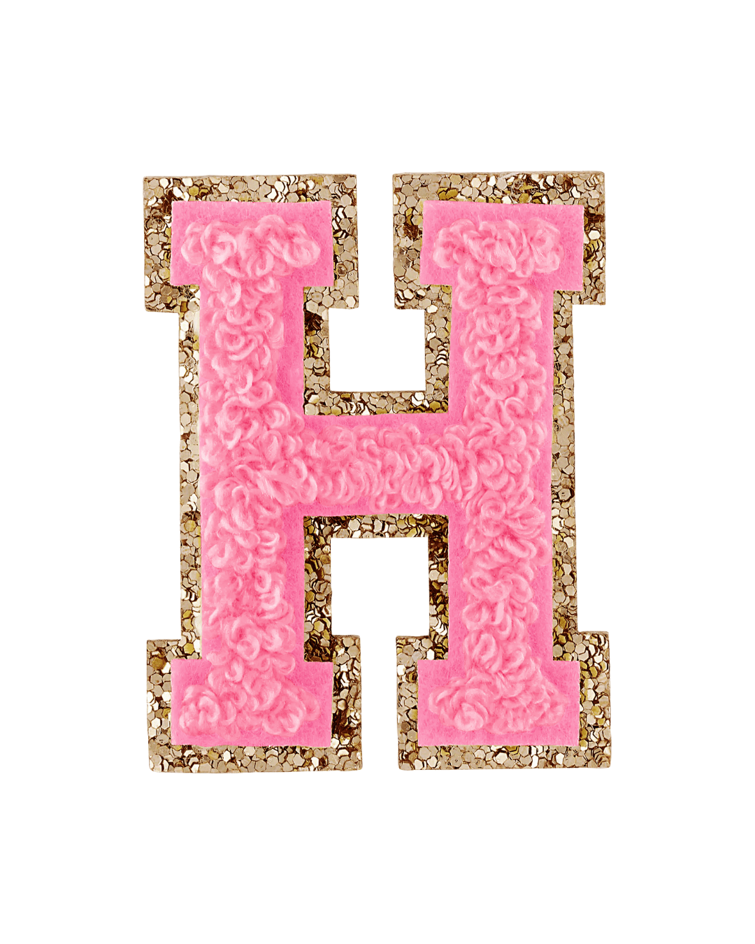 Guava Pink Glitter Varsity Letter Patches - American Deadstock