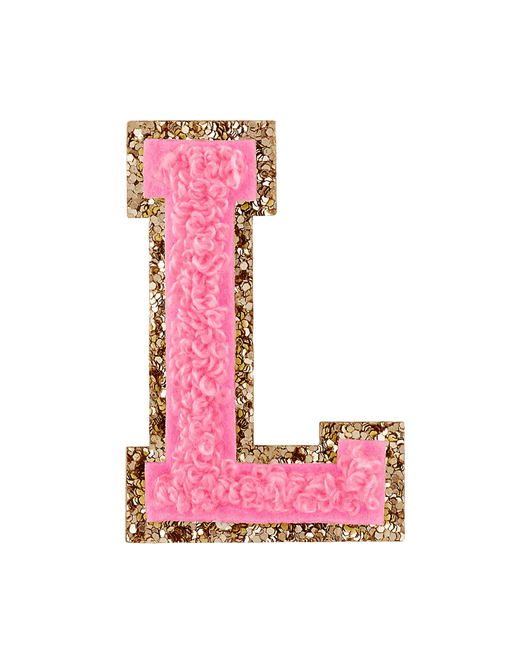 Guava Pink Glitter Varsity Letter Patches - American Deadstock