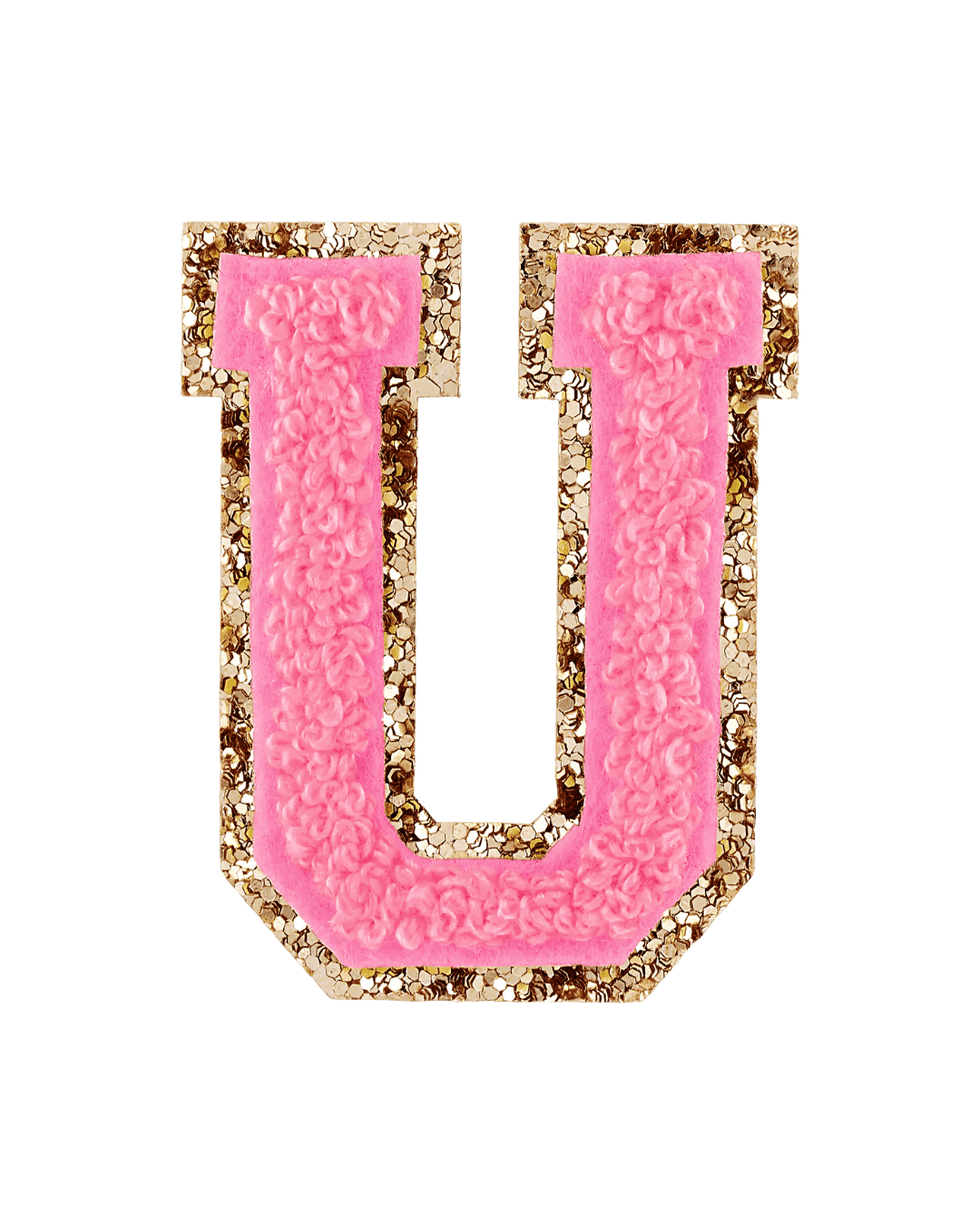 Guava Pink Glitter Varsity Letter Patches - American Deadstock