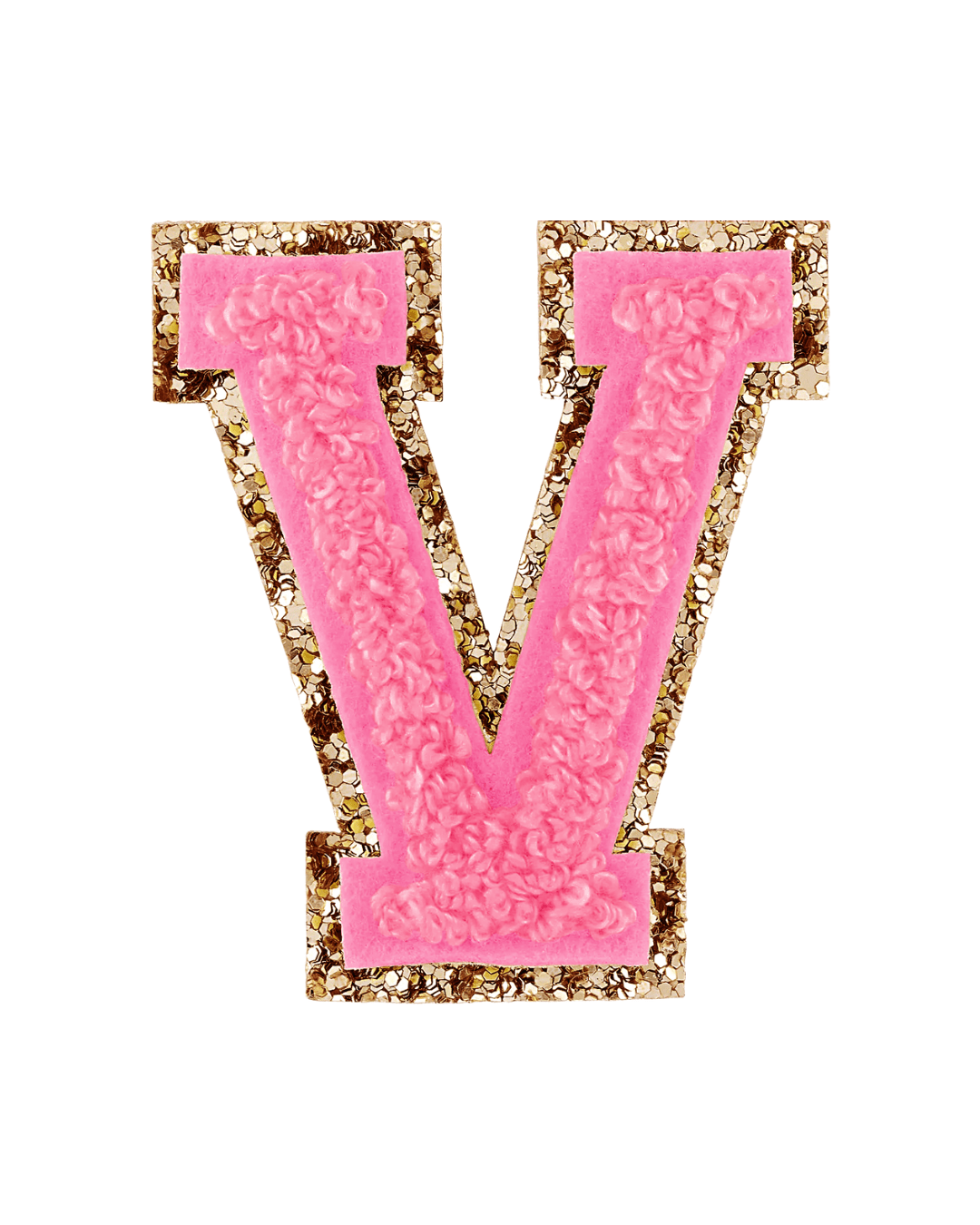 Guava Pink Glitter Varsity Letter Patches - American Deadstock