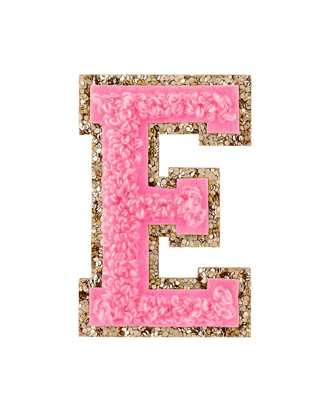 Guava Pink Glitter Varsity Letter Patches - American Deadstock