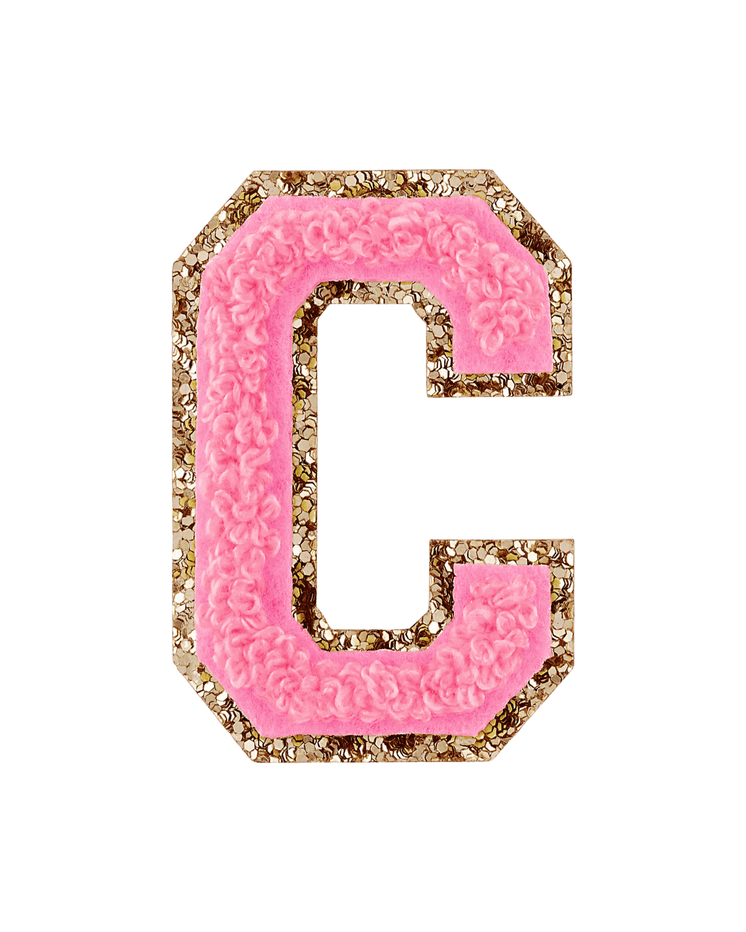 Guava Pink Glitter Varsity Letter Patches - American Deadstock