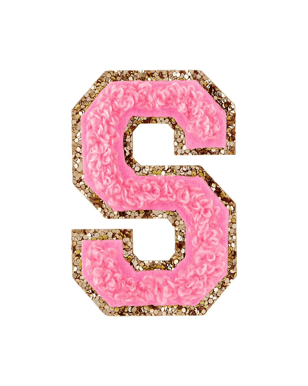 Guava Pink Glitter Varsity Letter Patches - American Deadstock