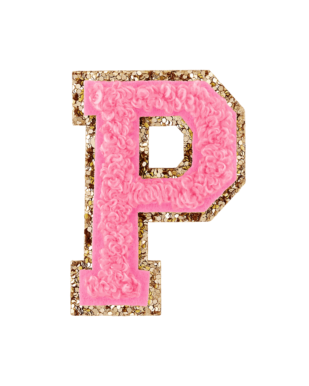 Guava Pink Glitter Varsity Letter Patches - American Deadstock