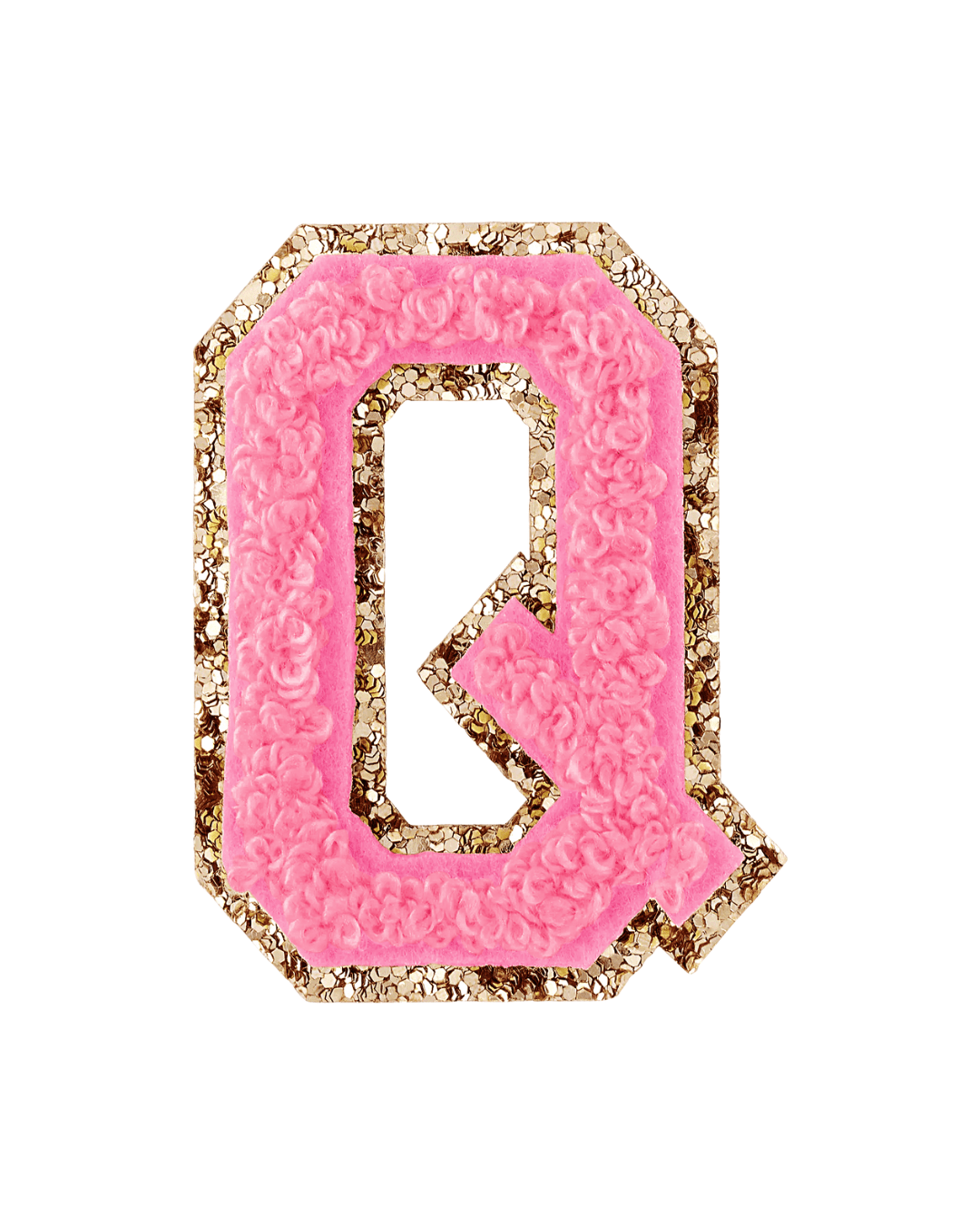 Guava Pink Glitter Varsity Letter Patches - American Deadstock