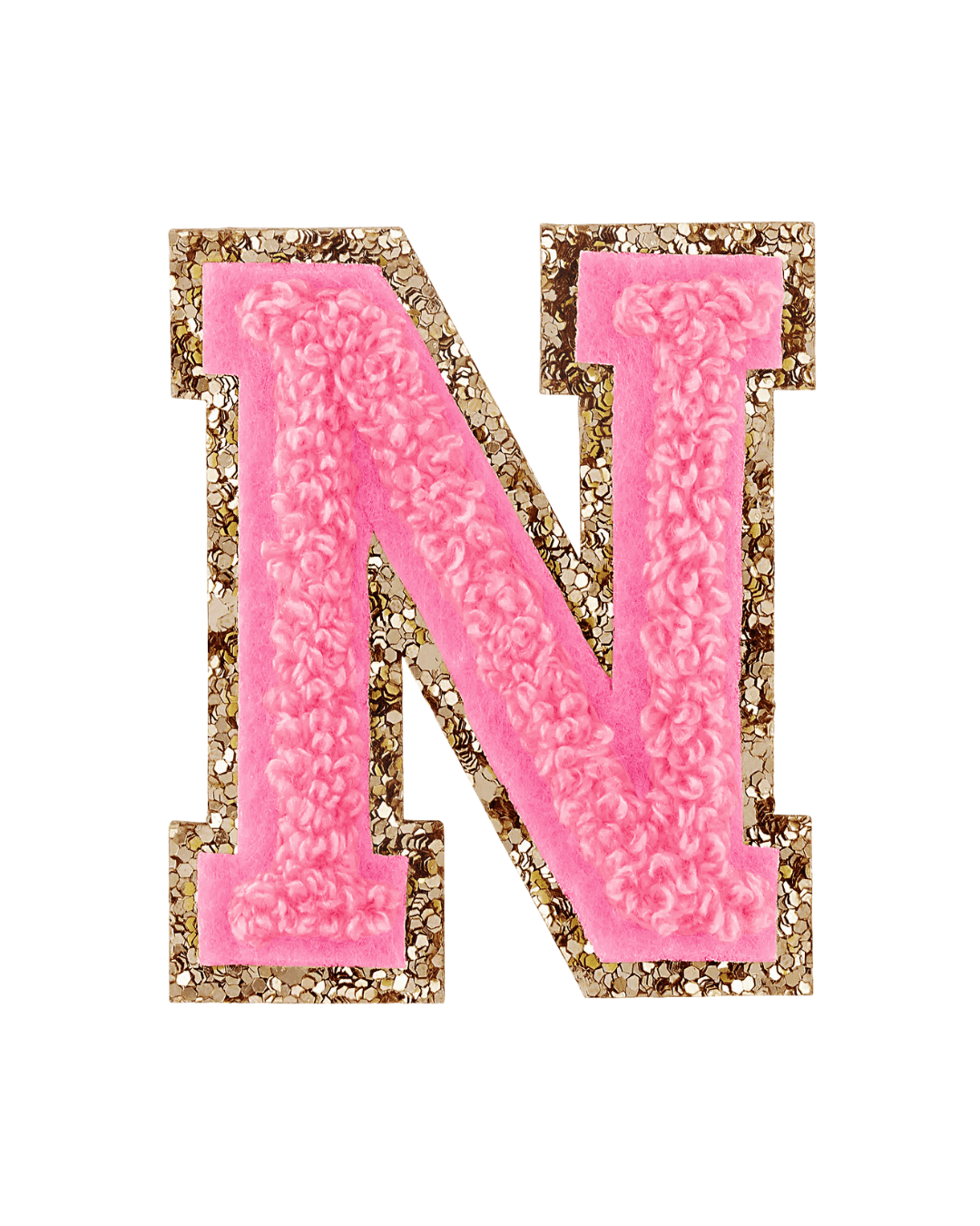 Guava Pink Glitter Varsity Letter Patches - American Deadstock