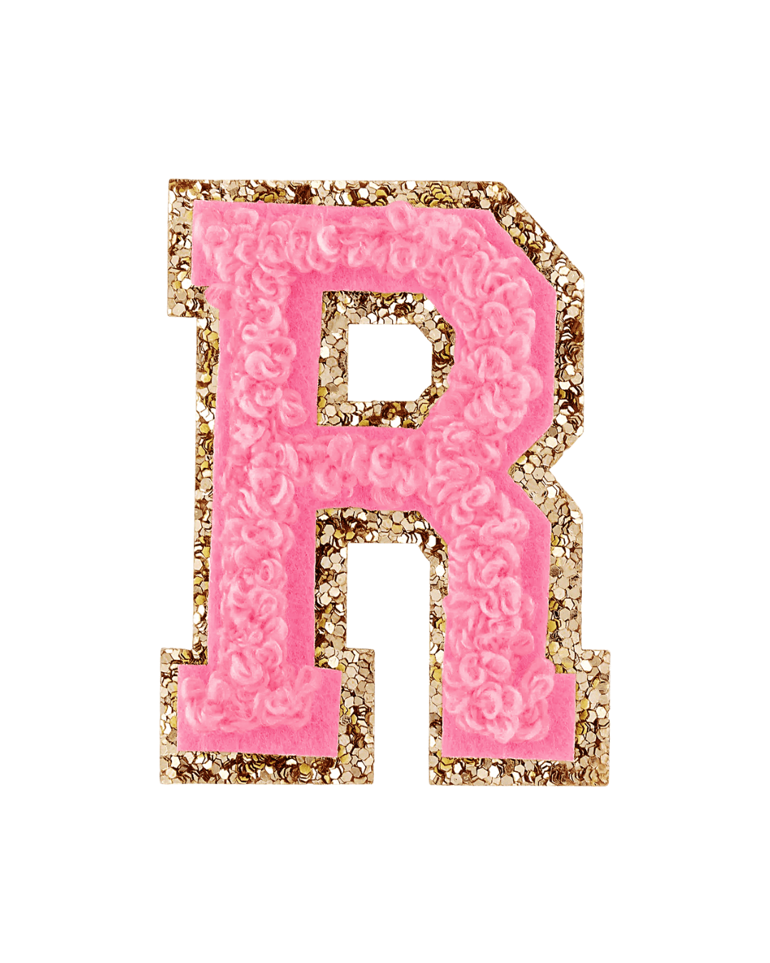 Guava Pink Glitter Varsity Letter Patches - American Deadstock