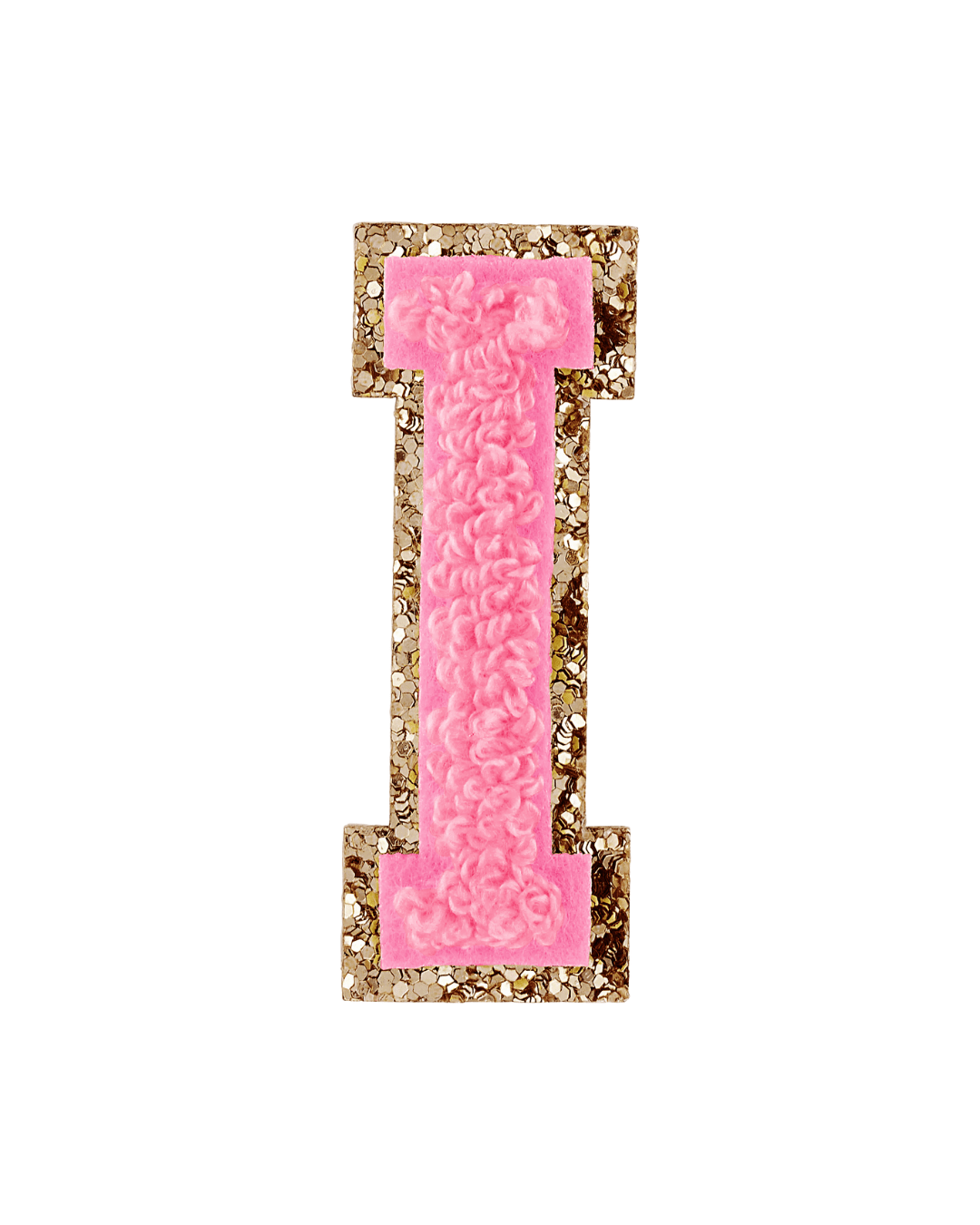Guava Pink Glitter Varsity Letter Patches - American Deadstock