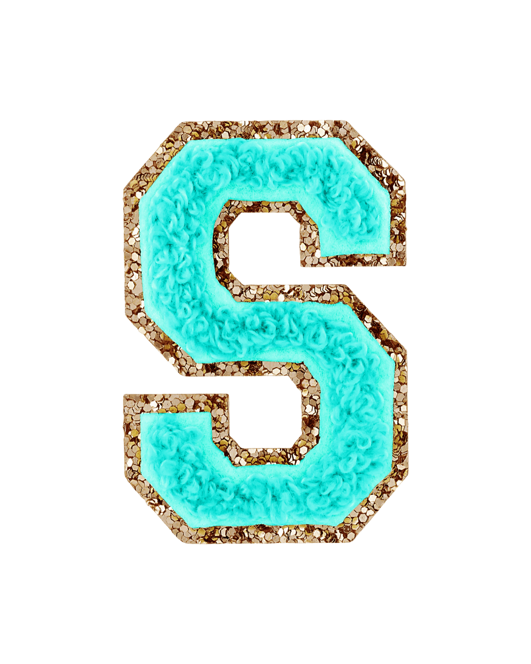 Laguna Green Glitter Varsity Letter Patches - American Deadstock