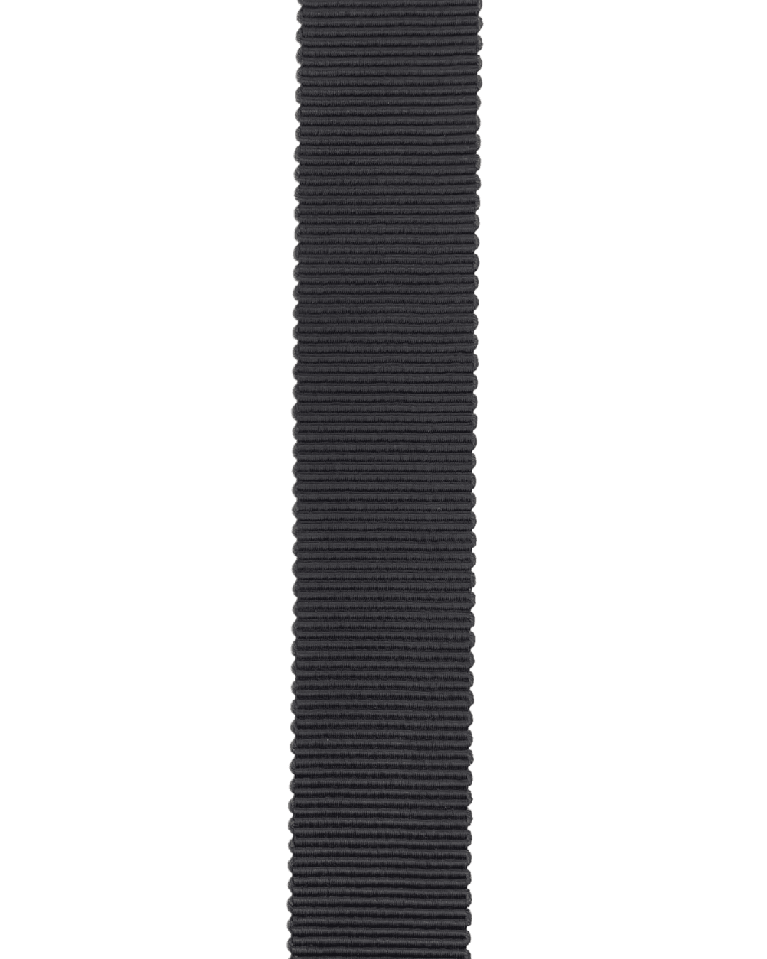 Black grosgrain ribbon with ribbed texture on a white background