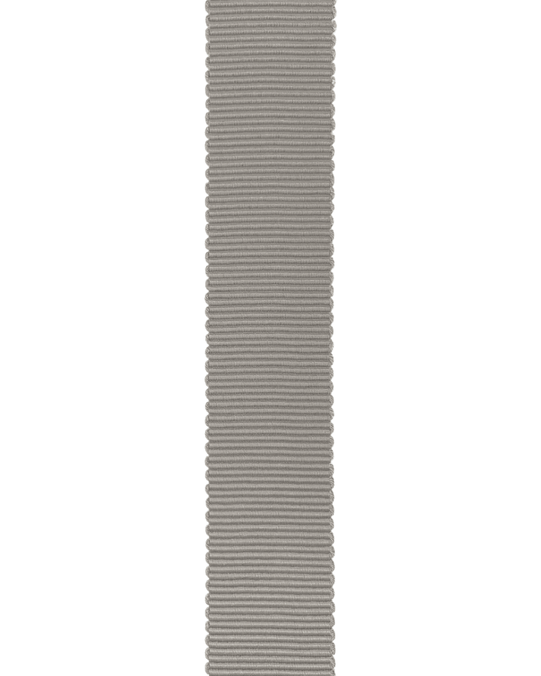 Light grey grosgrain ribbon with ribbed texture on a white background