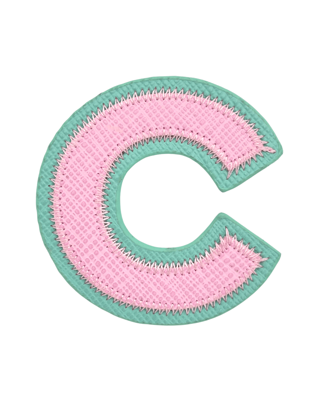 Pink + Turquoise Vegan Leather Letter Patches - American Deadstock