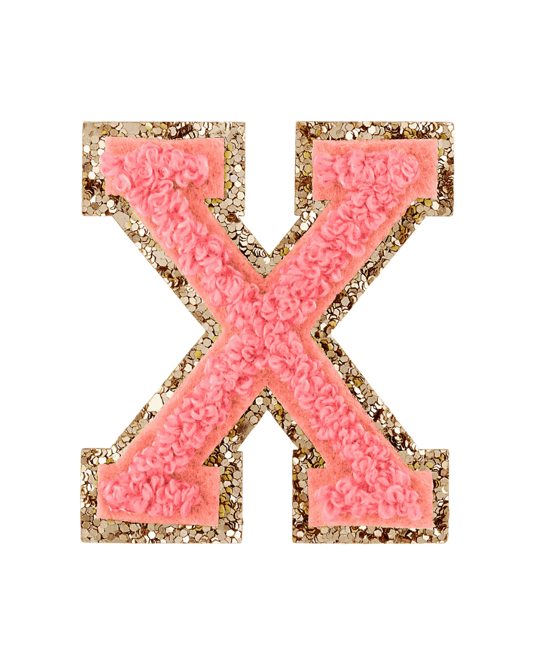 Ripe Peach Glitter Varsity Letter Patches - American Deadstock