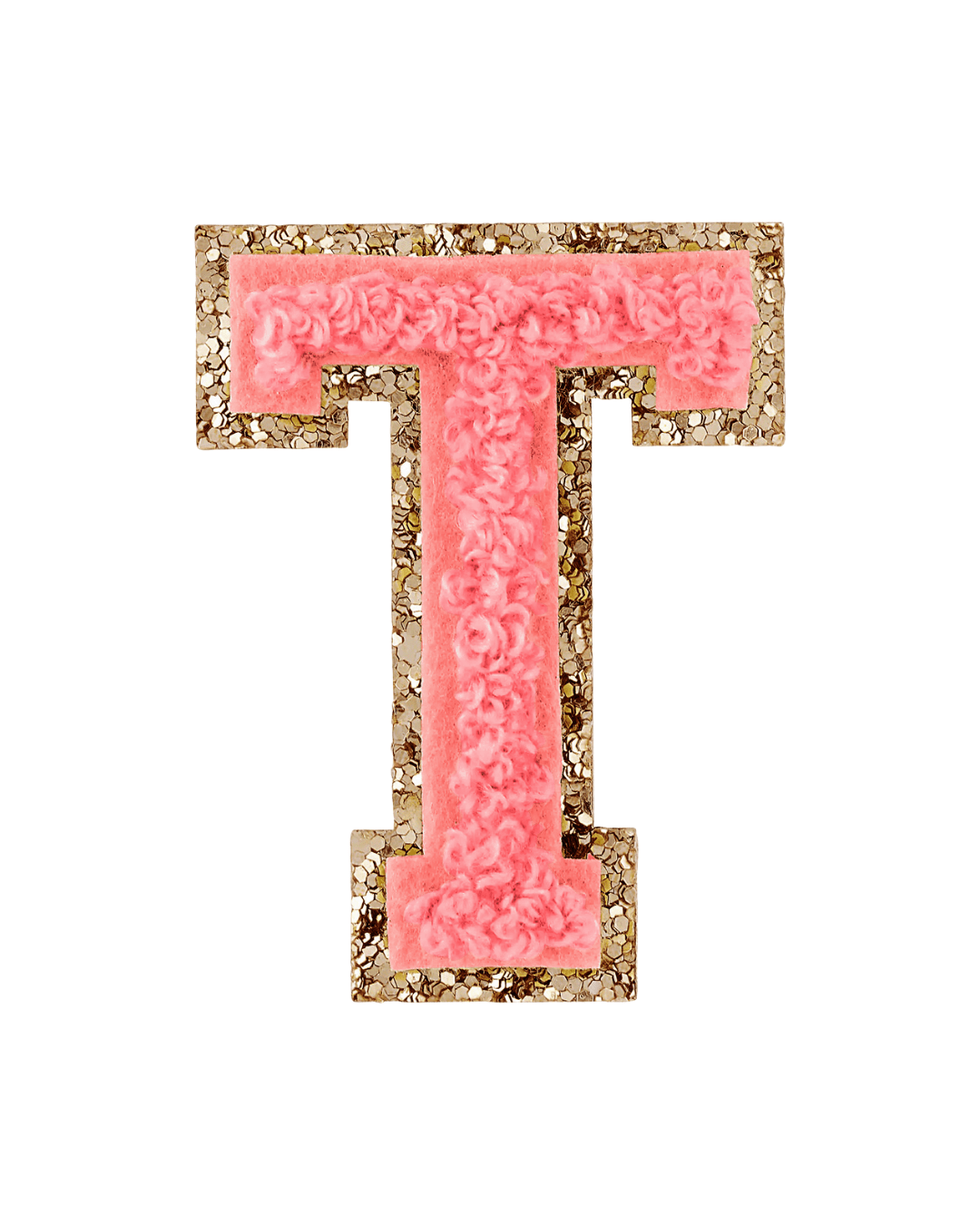 Ripe Peach Glitter Varsity Letter Patches - American Deadstock