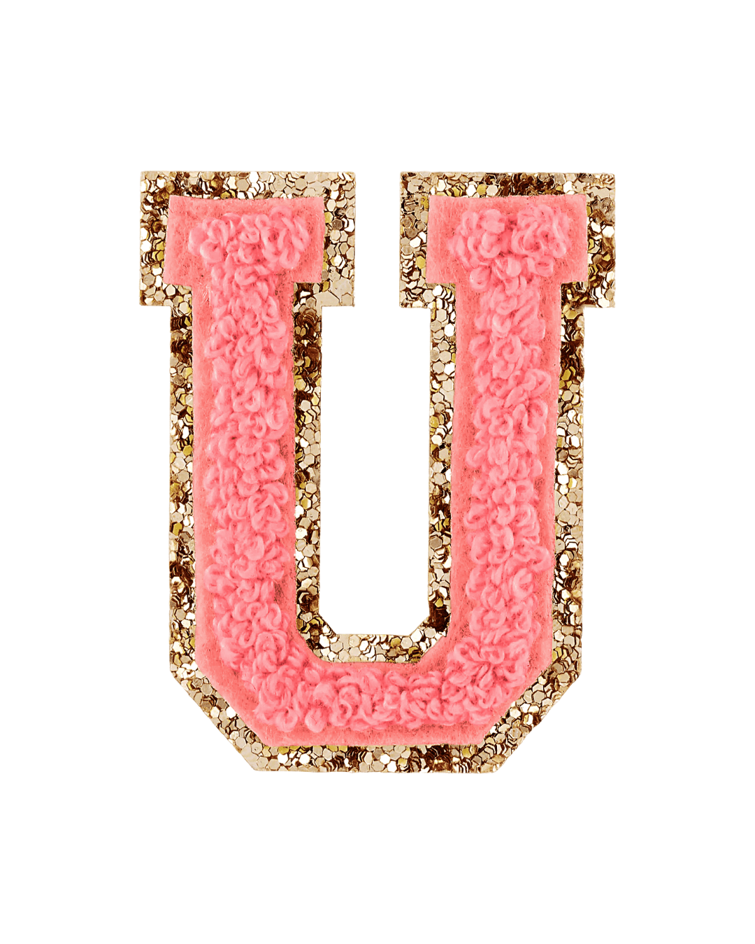 Ripe Peach Glitter Varsity Letter Patches - American Deadstock