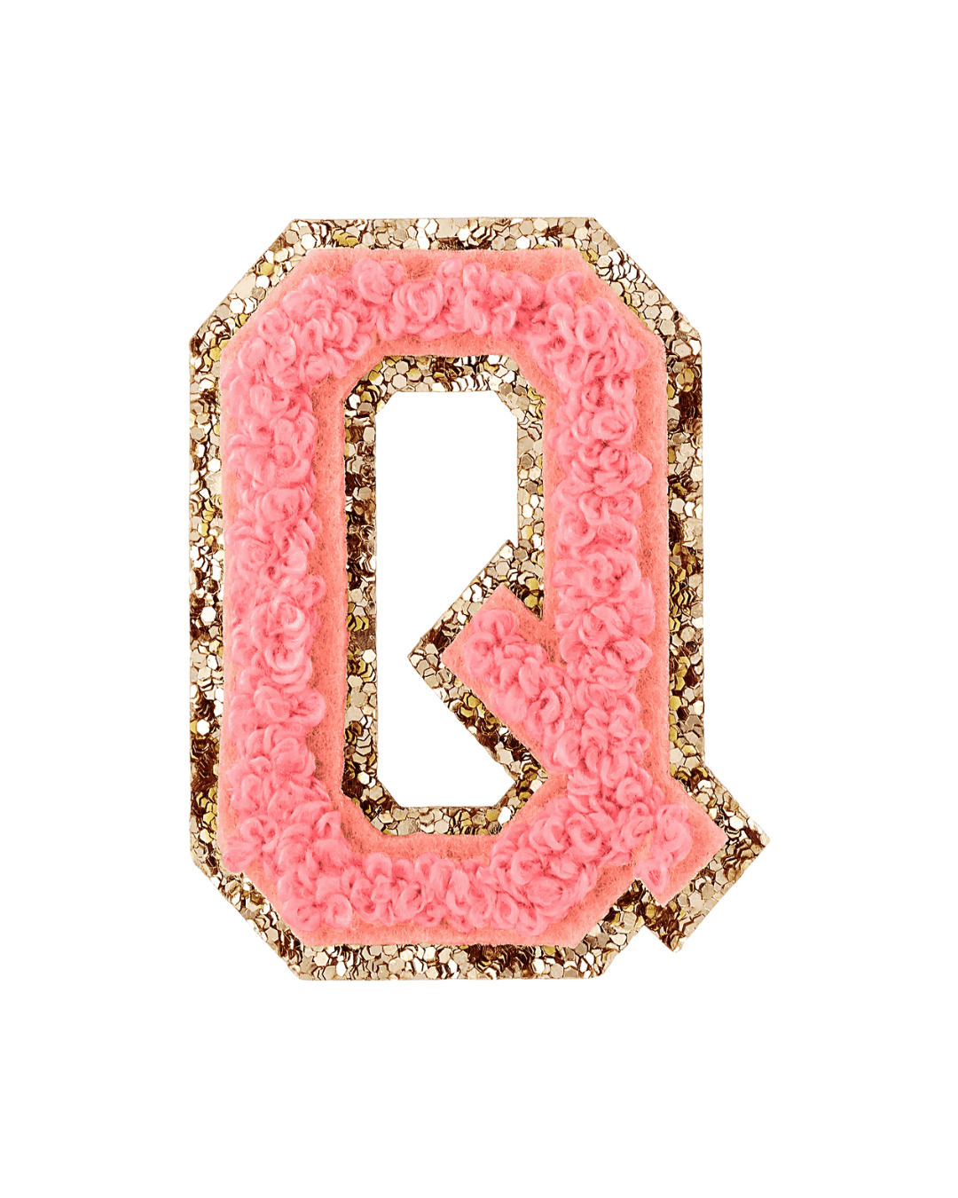 Ripe Peach Glitter Varsity Letter Patches - American Deadstock