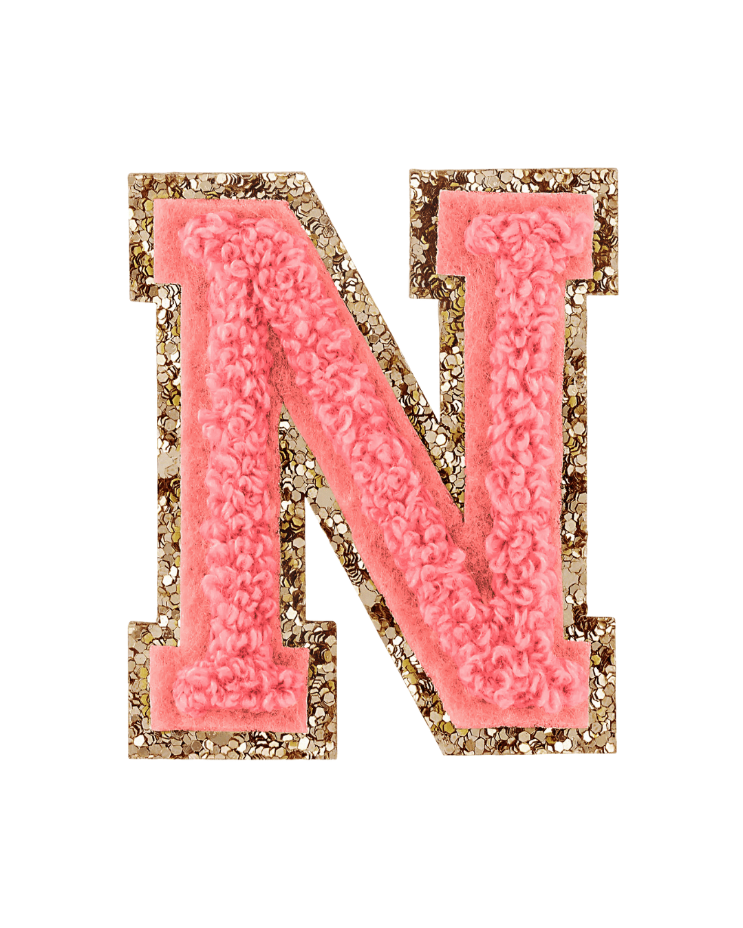 Ripe Peach Glitter Varsity Letter Patches - American Deadstock
