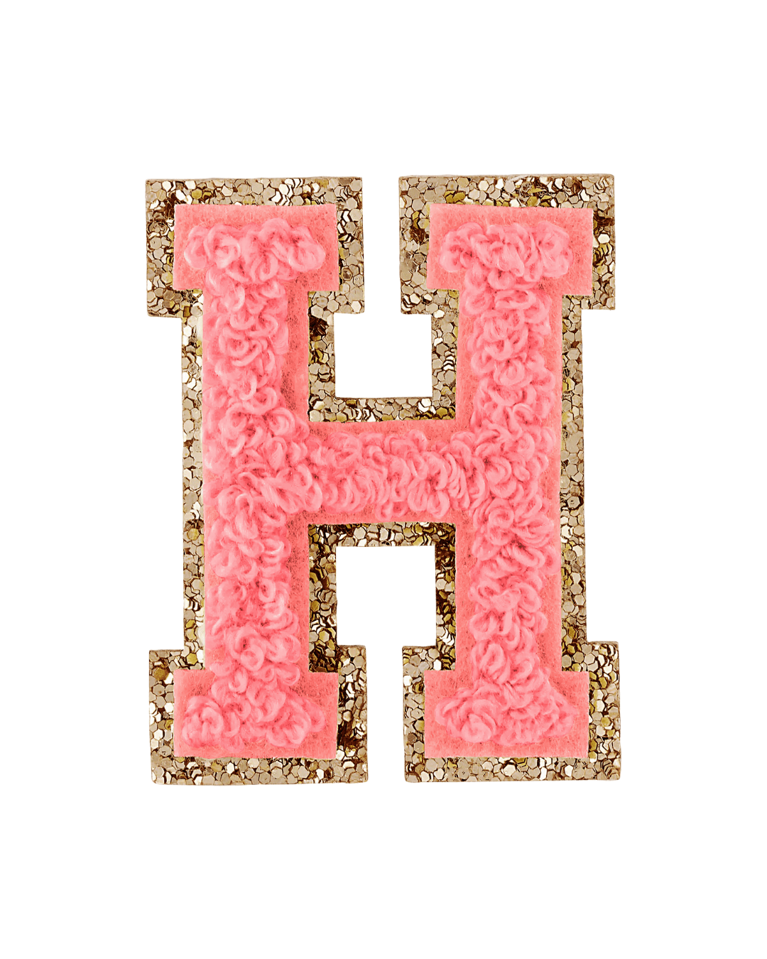 Ripe Peach Glitter Varsity Letter Patches - American Deadstock