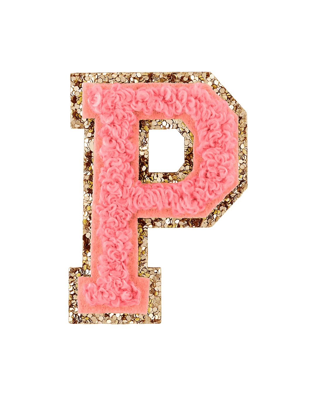 Ripe Peach Glitter Varsity Letter Patches - American Deadstock