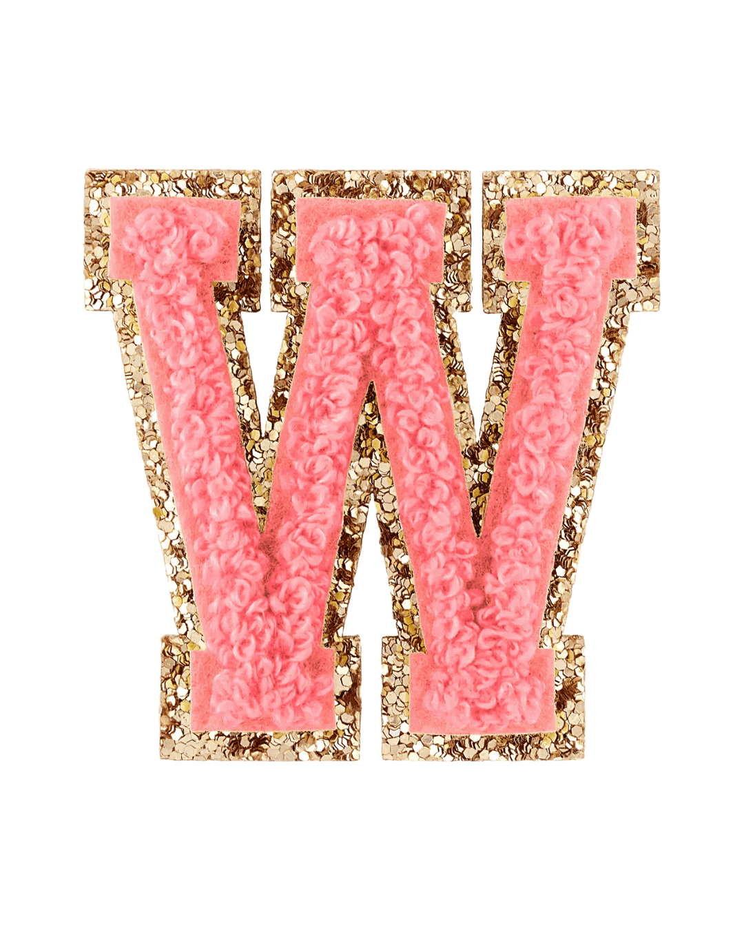 Ripe Peach Glitter Varsity Letter Patches - American Deadstock