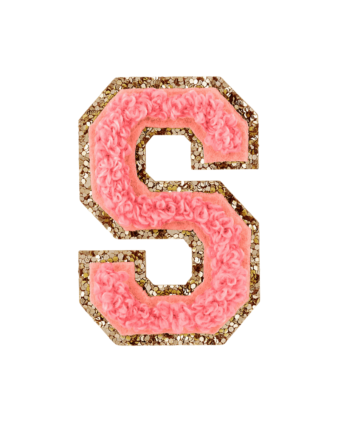 Ripe Peach Glitter Varsity Letter Patches - American Deadstock