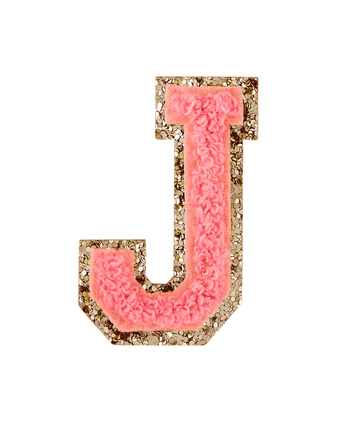 Ripe Peach Glitter Varsity Letter Patches - American Deadstock