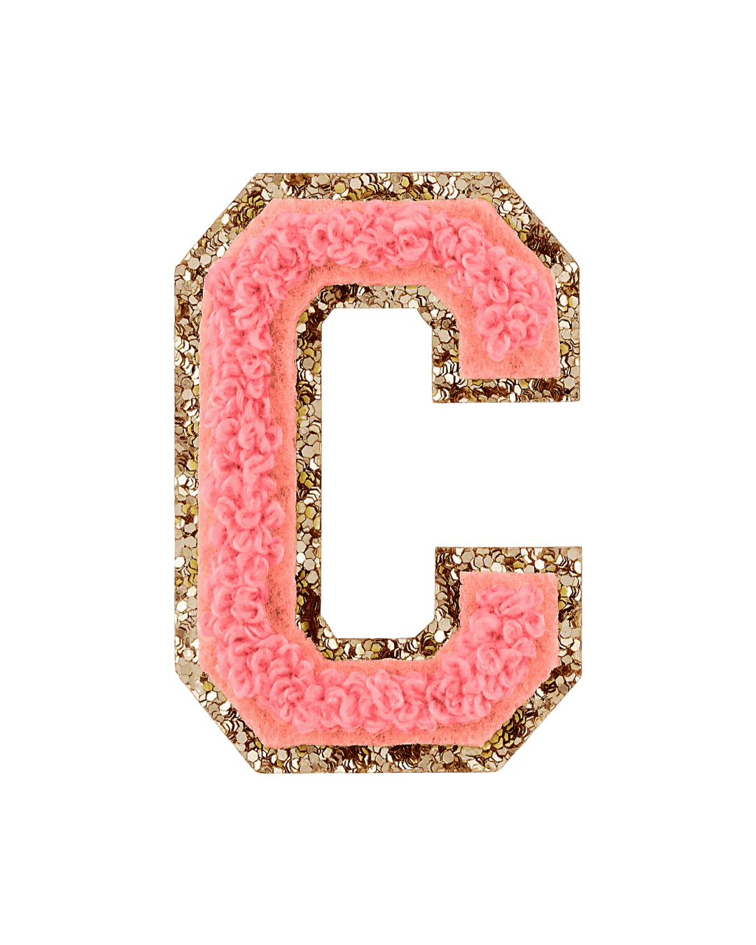 Ripe Peach Glitter Varsity Letter Patches - American Deadstock