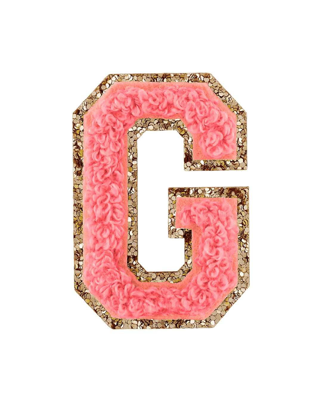 Ripe Peach Glitter Varsity Letter Patches - American Deadstock