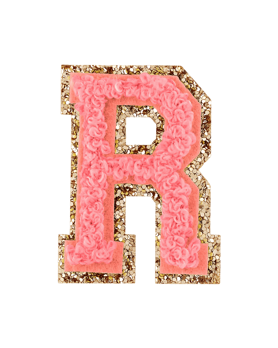 Ripe Peach Glitter Varsity Letter Patches - American Deadstock