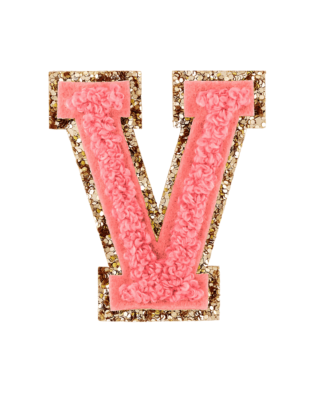 Ripe Peach Glitter Varsity Letter Patches - American Deadstock