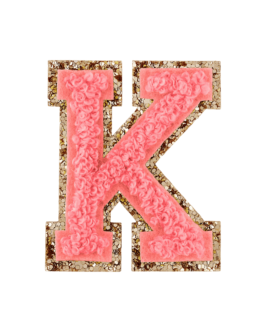 Ripe Peach Glitter Varsity Letter Patches - American Deadstock