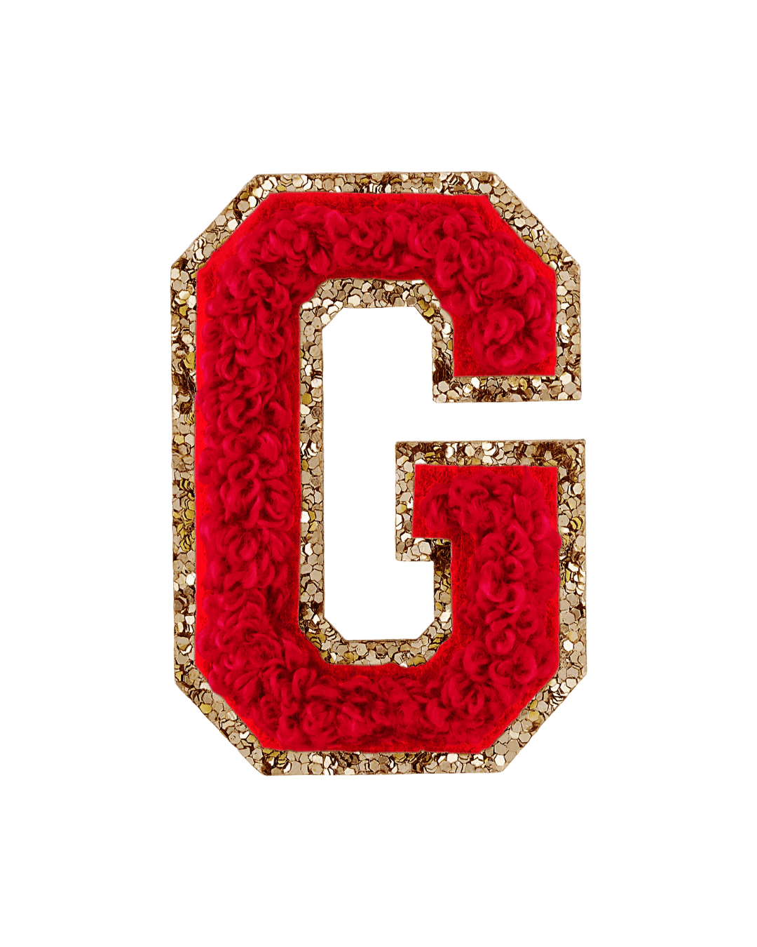 G Ruby Red Glitter Varsity Letter Patches - American Deadstock