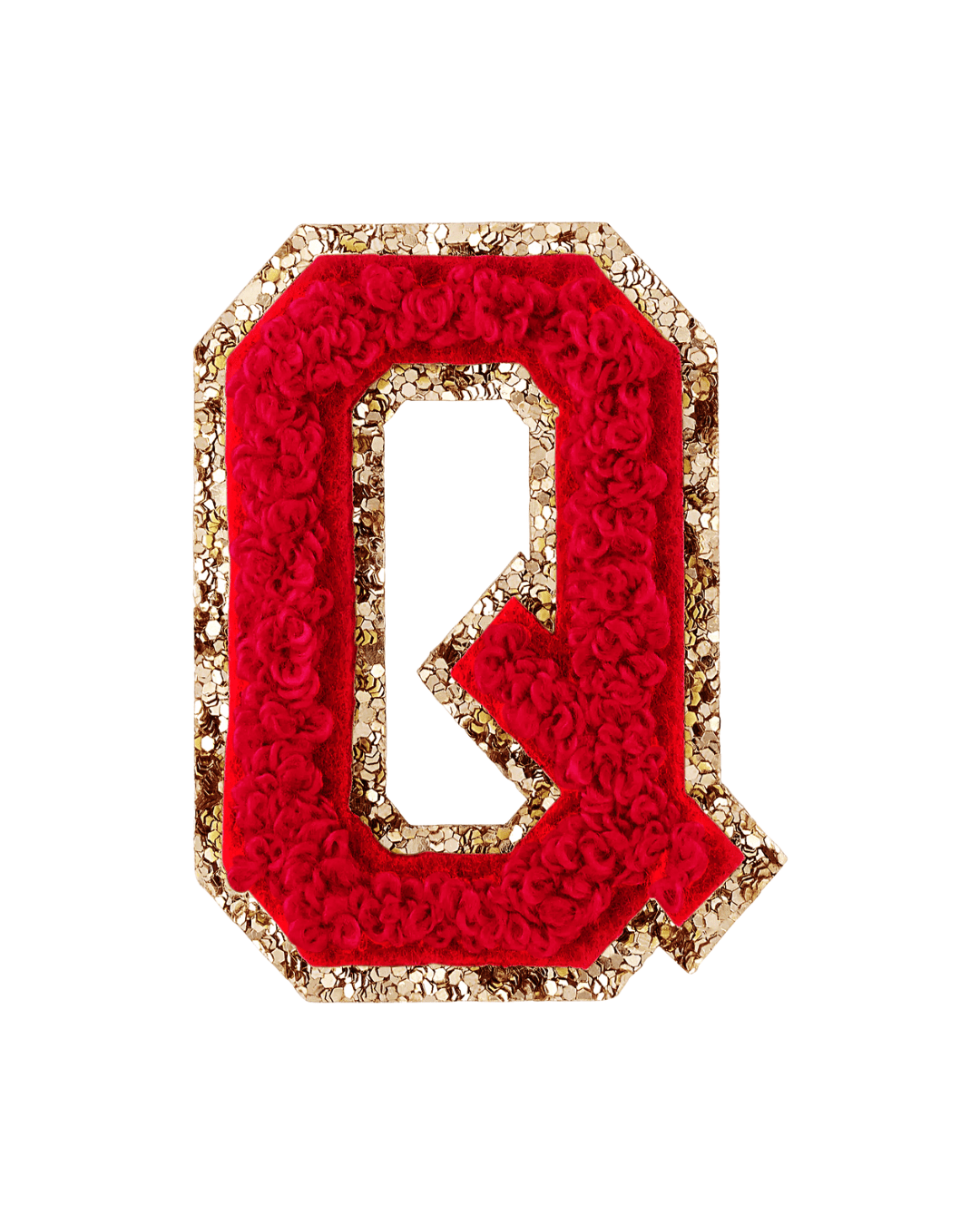 Q Ruby Red Glitter Varsity Letter Patches - American Deadstock