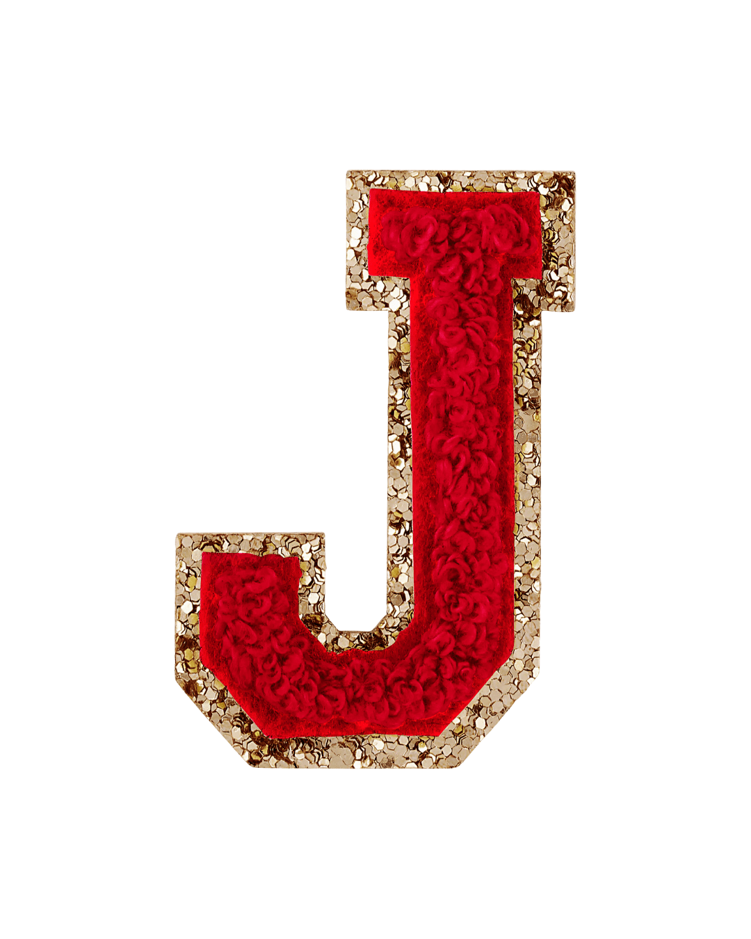 J Ruby Red Glitter Varsity Letter Patches - American Deadstock