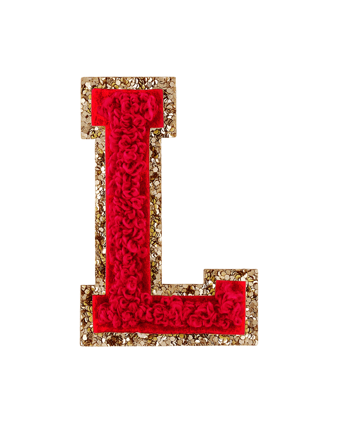 L Ruby Red Glitter Varsity Letter Patches - American Deadstock