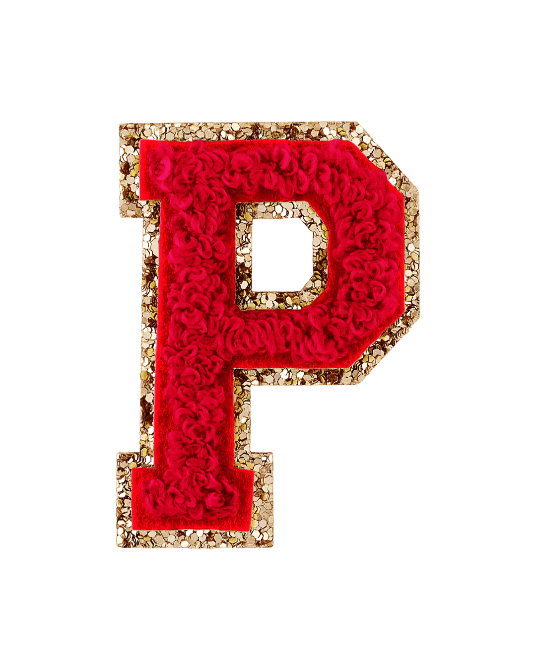 P Ruby Red Glitter Varsity Letter Patches - American Deadstock