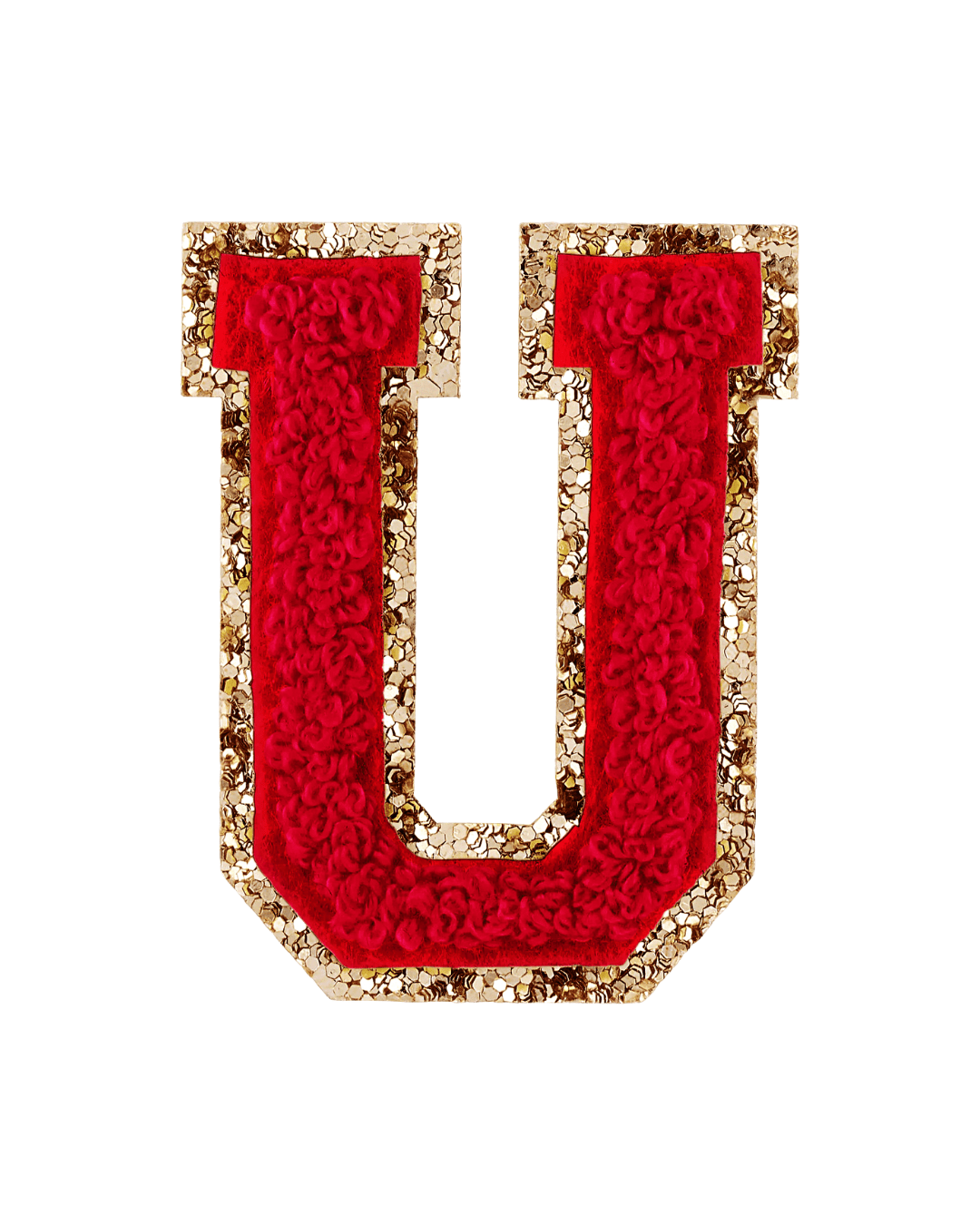 U Ruby Red Glitter Varsity Letter Patches - American Deadstock