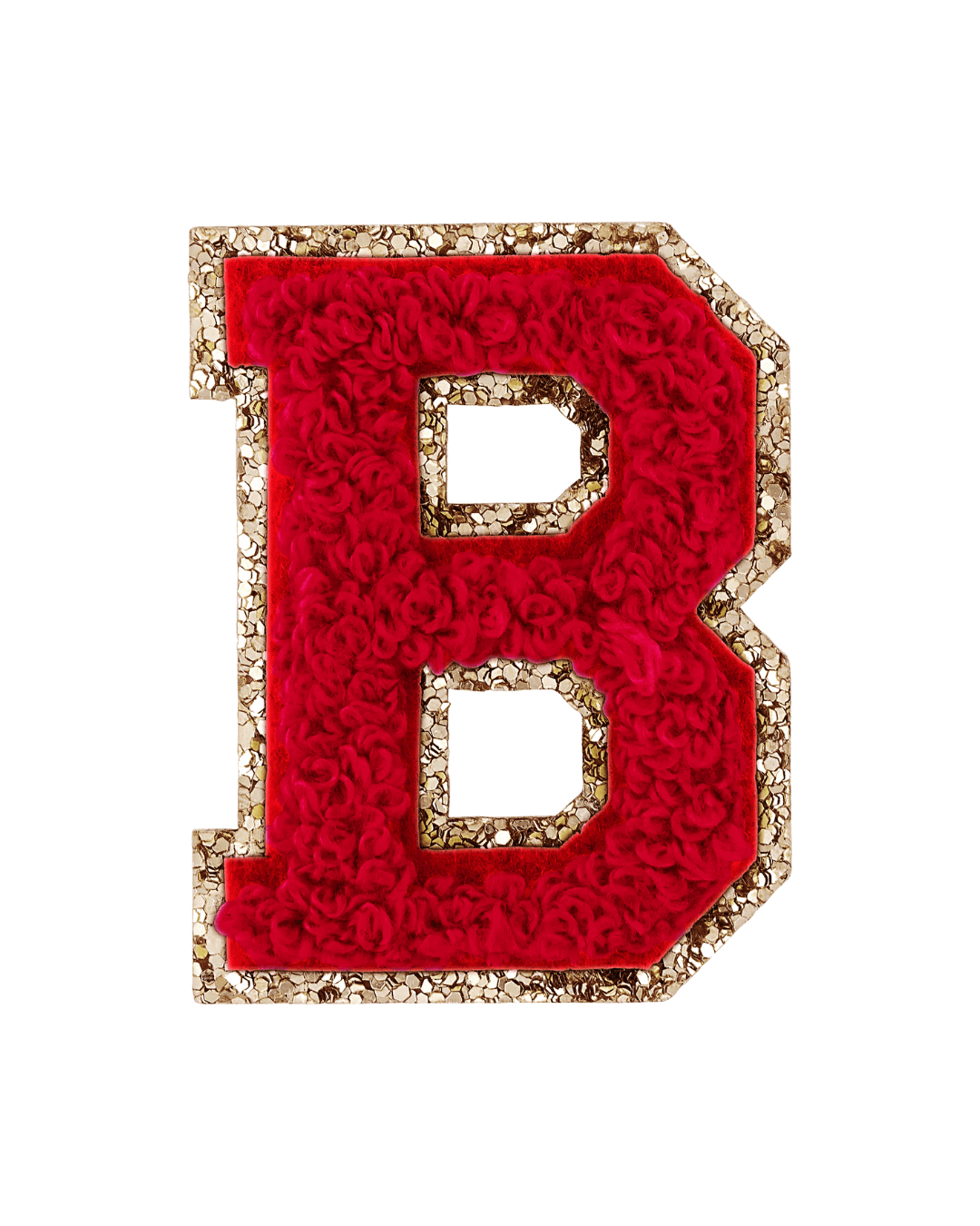 B Ruby Red Glitter Varsity Letter Patches - American Deadstock