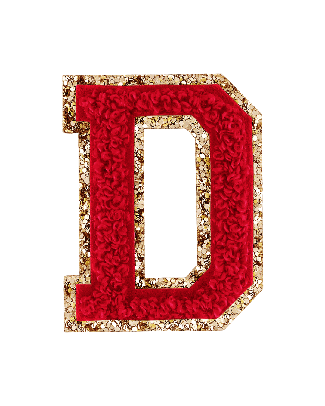 D Ruby Red Glitter Varsity Letter Patches - American Deadstock