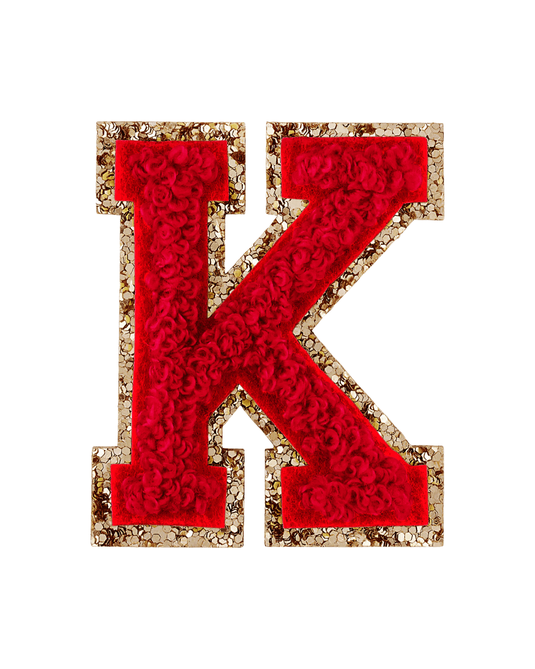 K Ruby Red Glitter Varsity Letter Patches - American Deadstock